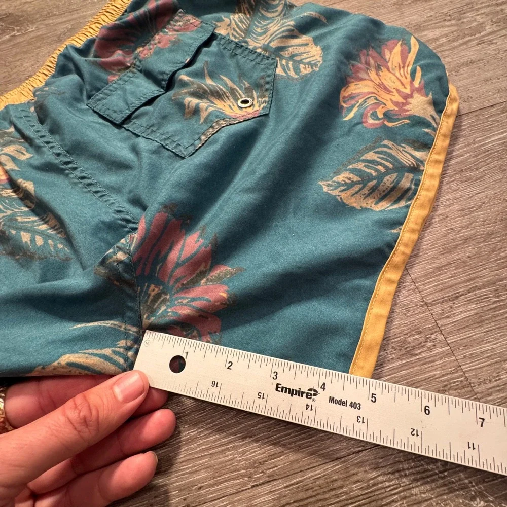 Maamgic Swim Trunks Mens Medium Blue Floral Mesh Lined Board Shorts Tropical